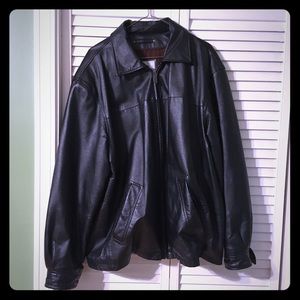 Men’s black leather jacket